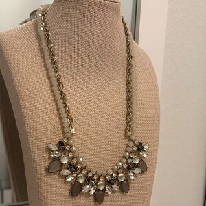 LOFT Gold and Cream/Olive Green Statement Necklace